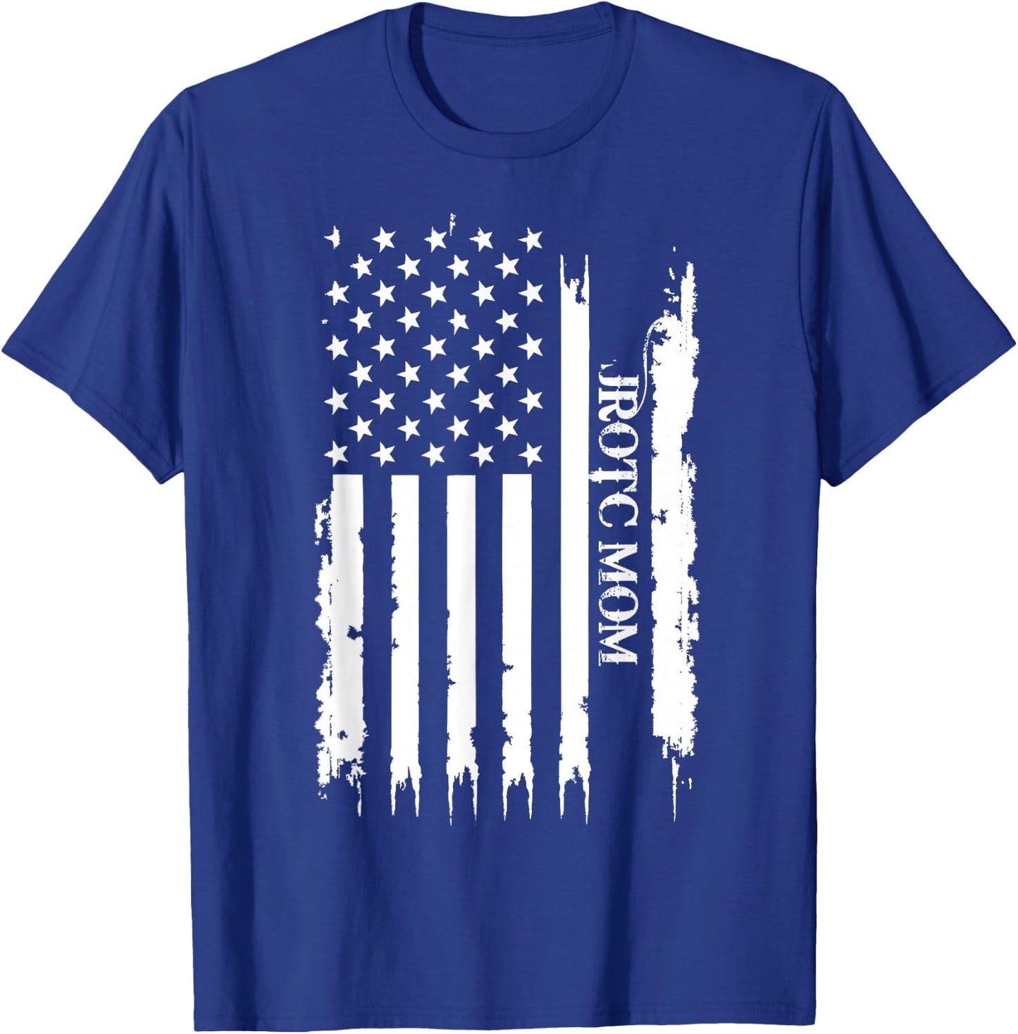 JROTC Mom United States Distressed w US Flag T-Shirt - T-Shirt | Royal