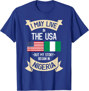 Nigeria American Flag USA Nigerian Roots Gifts T-Shirt - T-Shirt | Royal