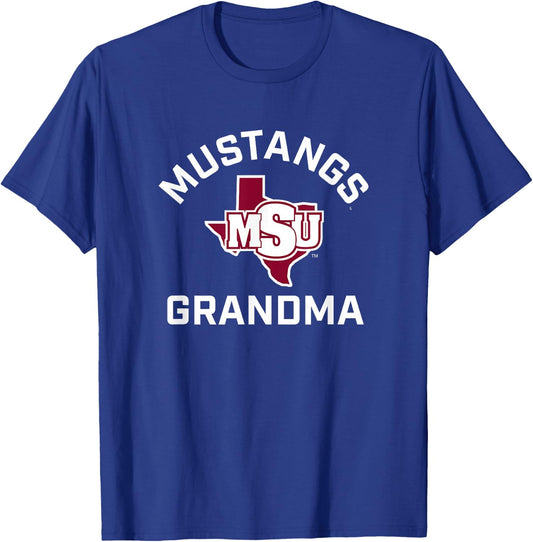 Midwestern State University Mustangs Arched Grandma T-Shirt - T-Shirt | Royal