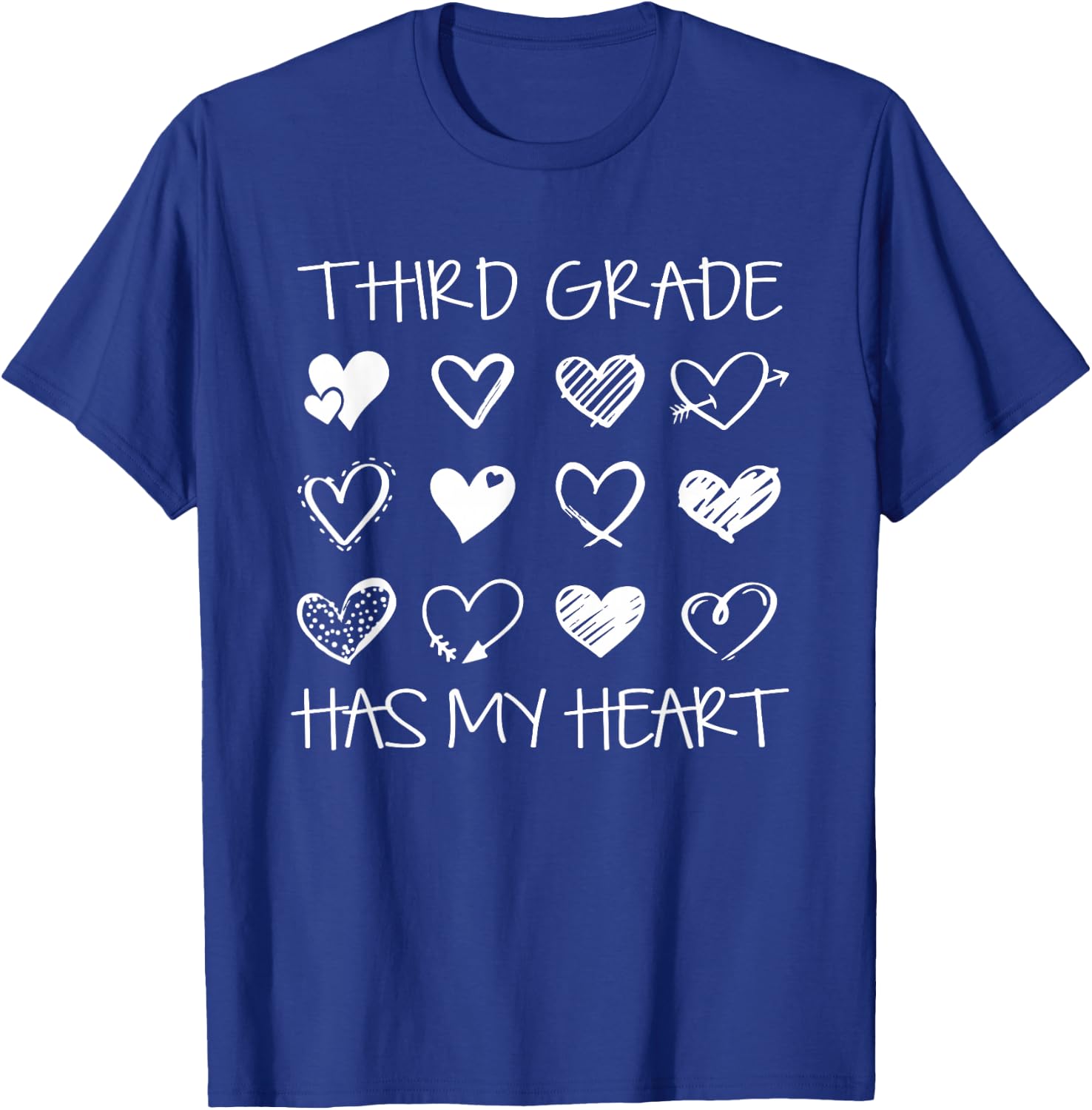 Vintage 3rd Third Grade Has My Heart Valentines Day Teacher T-Shirt - T-Shirt | Royal