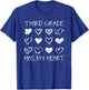 Vintage 3rd Third Grade Has My Heart Valentines Day Teacher T-Shirt - T-Shirt | Royal