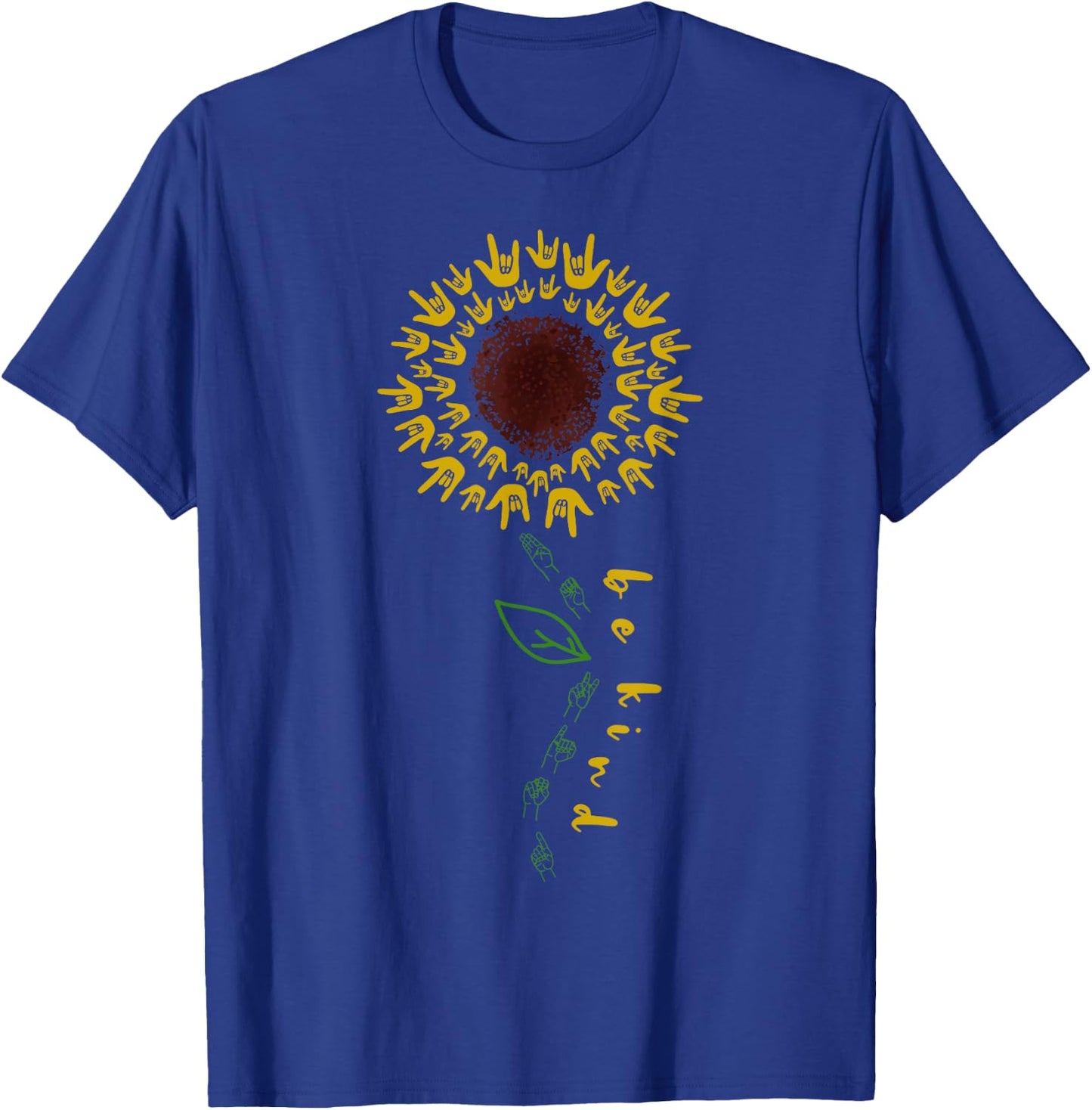 Vintage Be Kind ASL Sunflower American Sign Language T-Shirt - T-Shirt | Royal