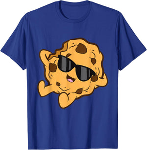 Cute Chocolate Chip Cookie For Cookie Lovers -Kids Black Kawaii Modern Graphic Small T-Shirt - T-Shirt | Royal