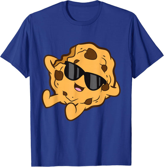 Cute Chocolate Chip Cookie For Cookie Lovers -Kids Black Kawaii Modern Graphic Small T-Shirt - T-Shirt | Royal