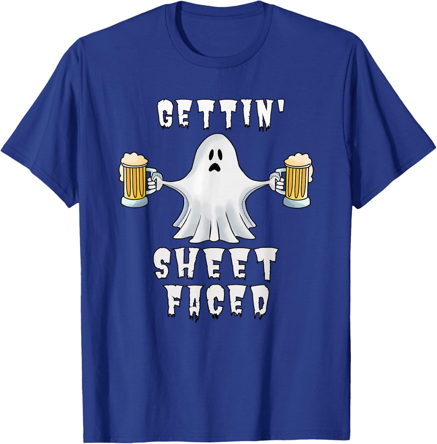 Halloween Boos Booze Beer Drinking Alcohol Ghost T-Shirt - T-Shirt | Royal