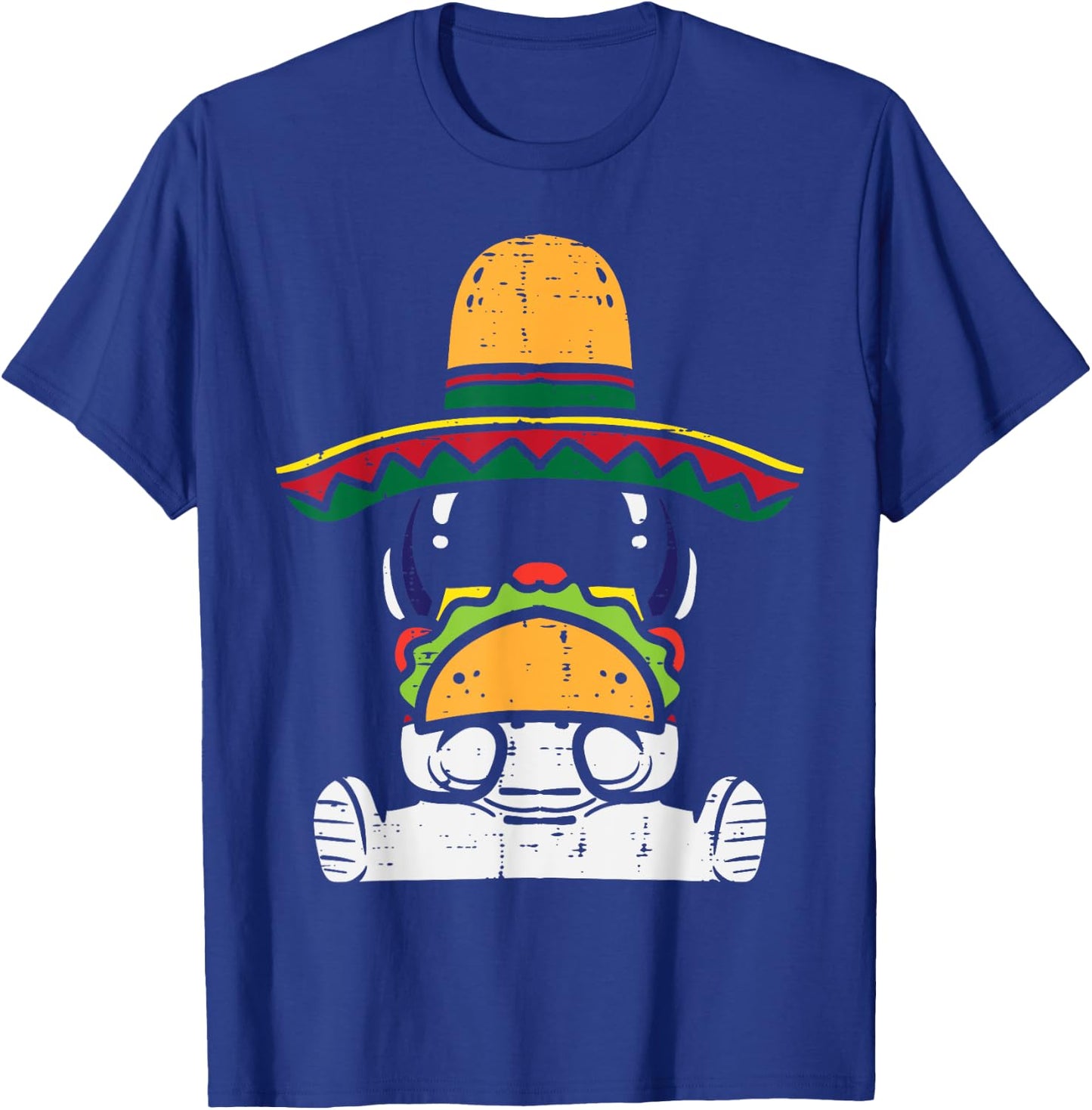 Mexican Astronaut Sombrero Tacos Space Food Men Women Kids T-Shirt - T-Shirt | Royal