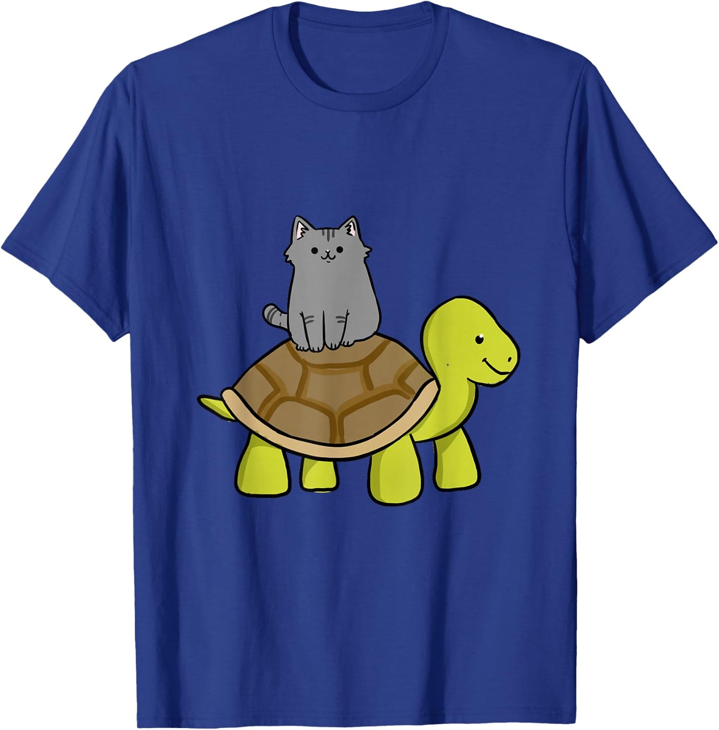 Cat Riding Turtle Cat Lover Gift T-Shirt - T-Shirt | Royal