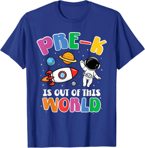 Pre-K Student Teacher Astronaut Space Back To School T-Shirt - T-Shirt | Royal