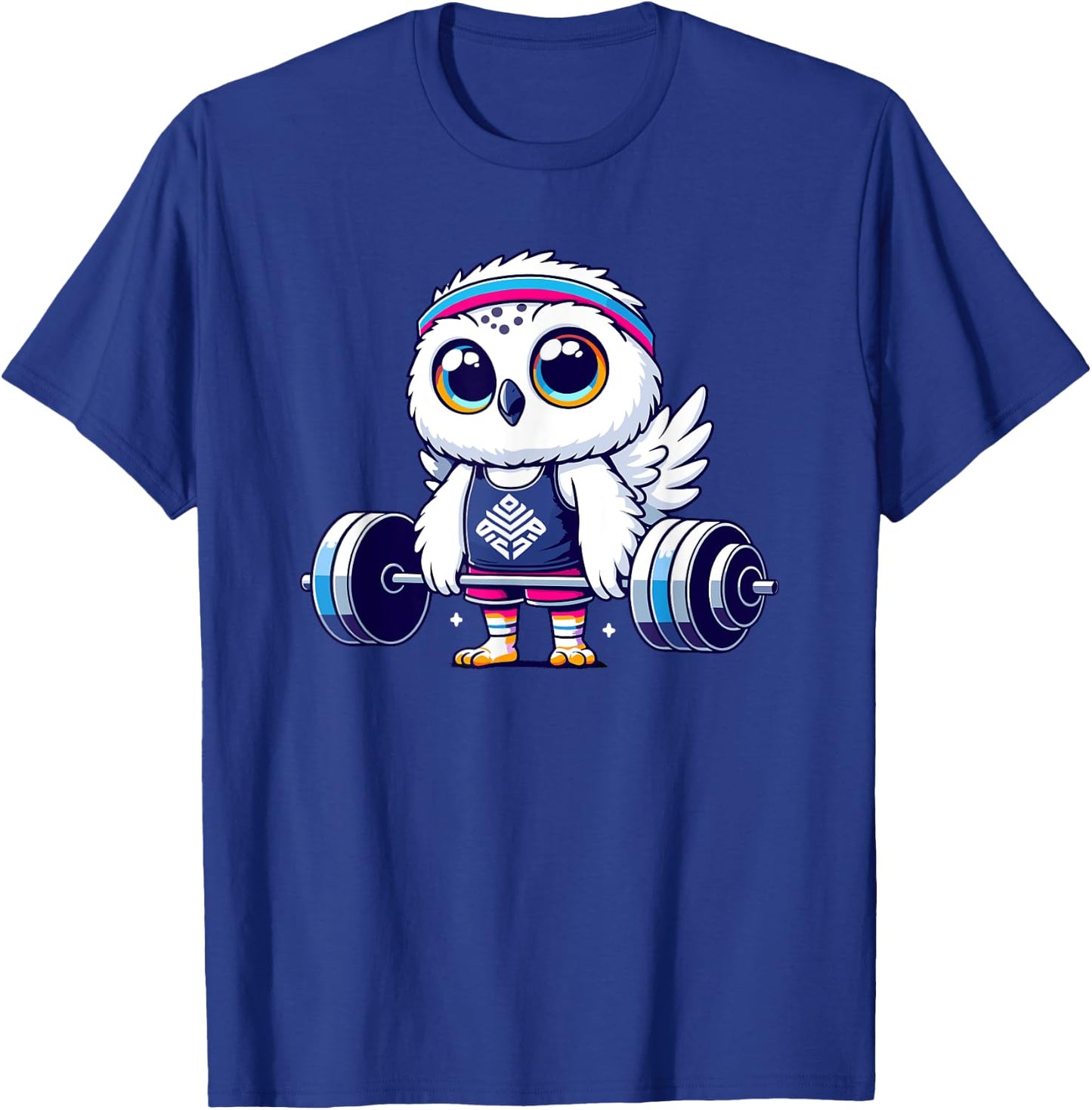 Cute Snowy Owl Workout Barbell Fitness Lover T-Shirt - T-Shirt | Royal