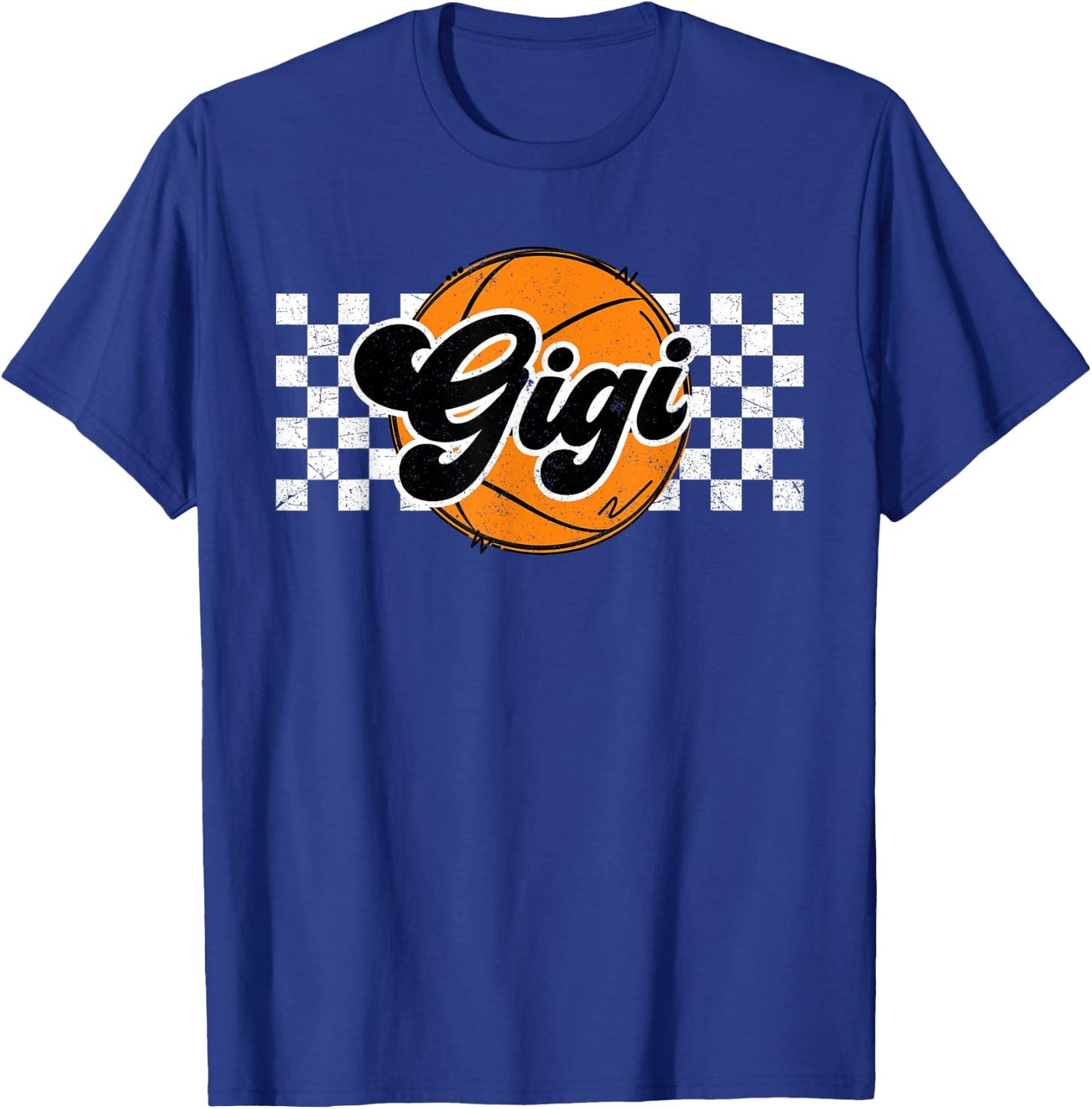 Basketball Gigi Retro Checkered Vintage Basketball Family T-Shirt - T-Shirt | Royal