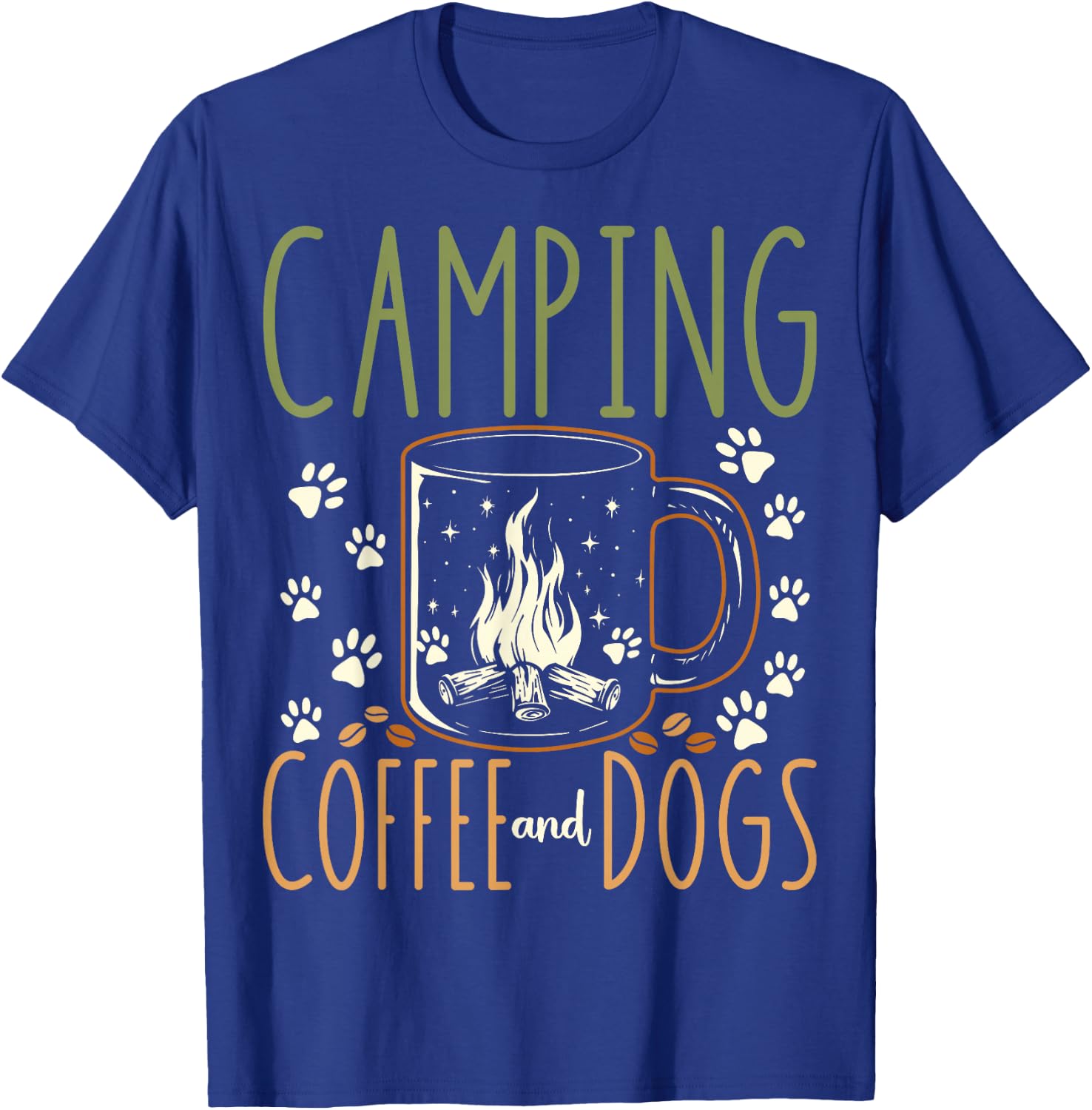 Camping Coffee And Dogs T-Shirt - T-Shirt | Royal
