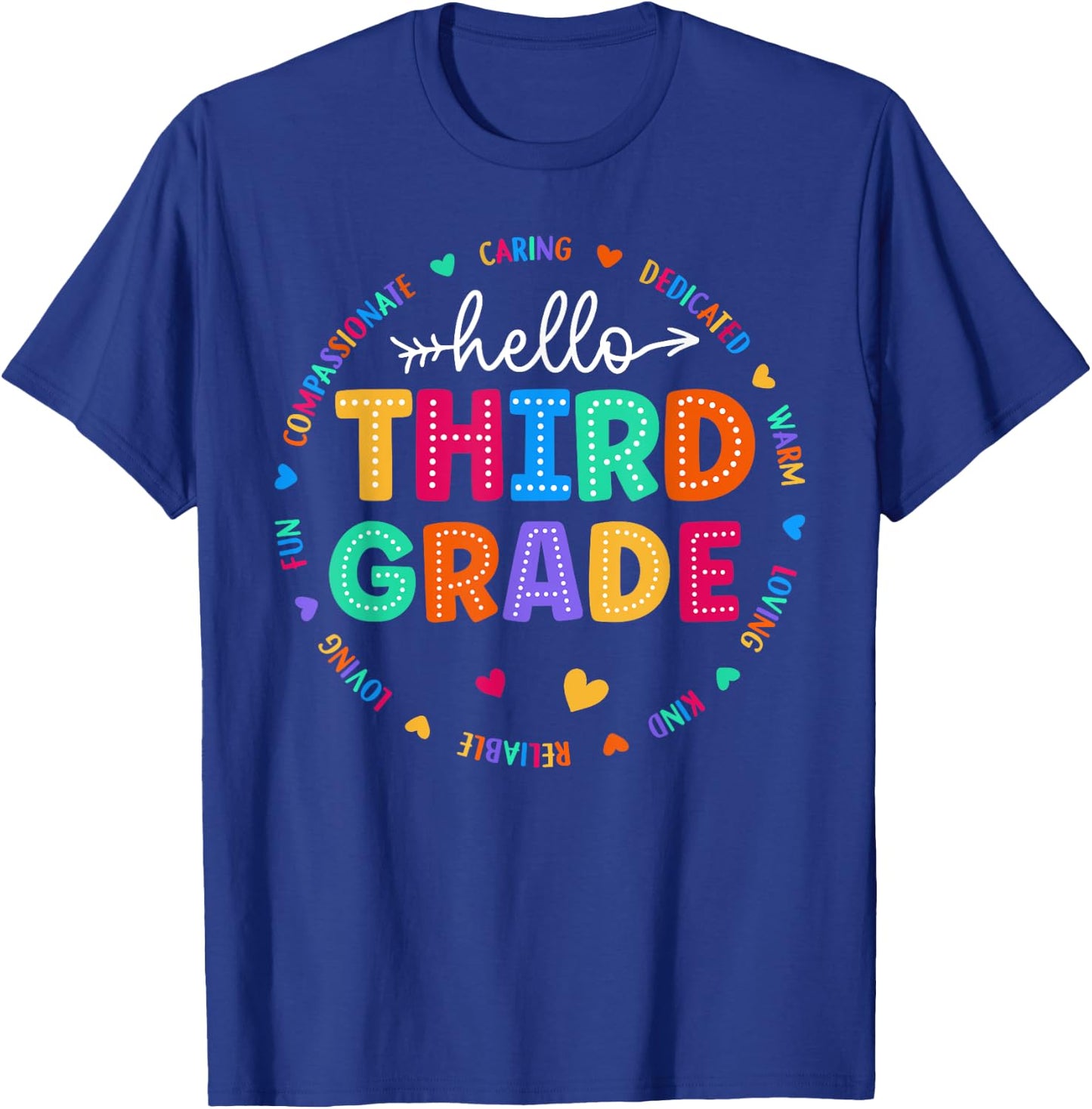 Third Grade Hello Back To School 3rd Grade Teacher Student Men Women Girls Kids T-Shirt - T-Shirt | Royal