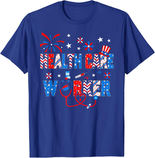 4th Of July Stethoscope Health Care Worker Nurse T-Shirt - T-Shirt | Royal