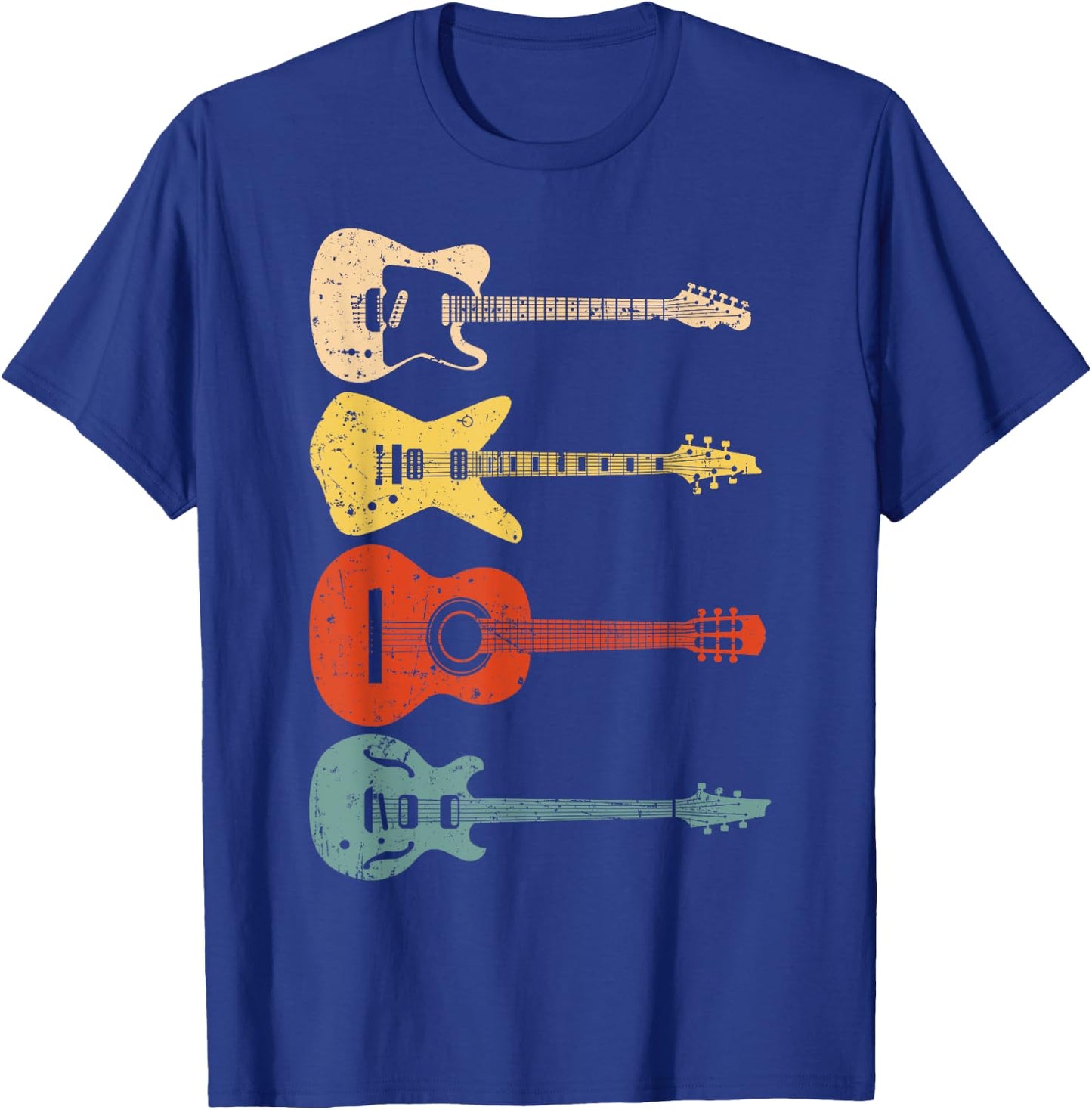 Cool Guitar Players Art Men Women Vintage Acoustic Guitarist T-Shirt - T-Shirt | Royal
