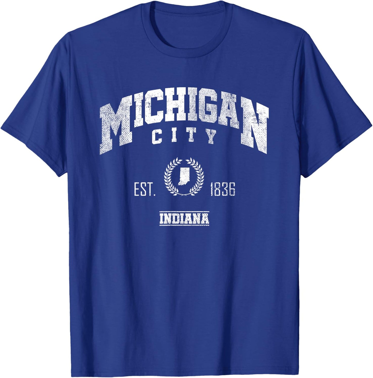 Michigan City IN | Indiana Throwback Sports T-Shirt - T-Shirt | Royal