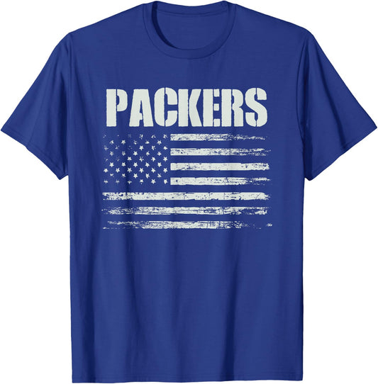 Packers USA Flag Colquitt County High School Pride T-Shirt - T-Shirt | Royal