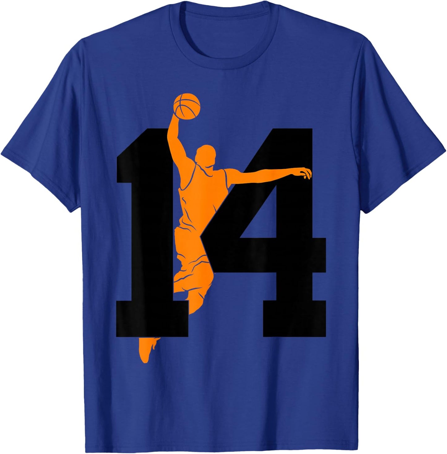 Number 14 Years Basketball 14th Birthday T-Shirt - T-Shirt | Royal