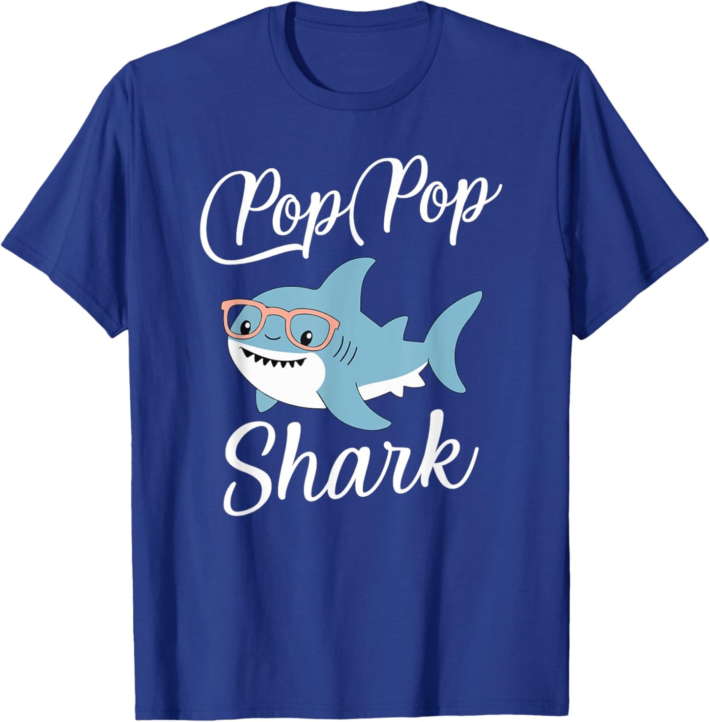 Pop-Pop Shark Funny Matching Family Grandpa PopPop T-Shirt - T-Shirt | Royal