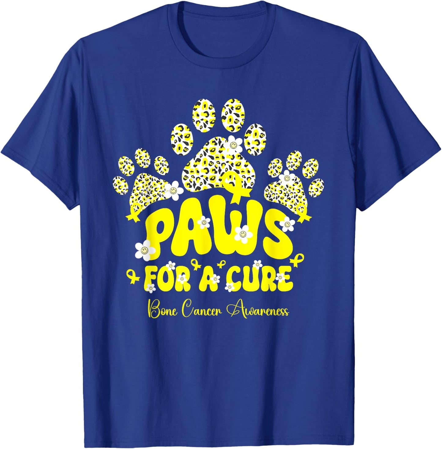 Paws For A Cure Bone Cancer Dog Paw Bone Cancer Awareness Women Kids T-Shirt - T-Shirt | Royal