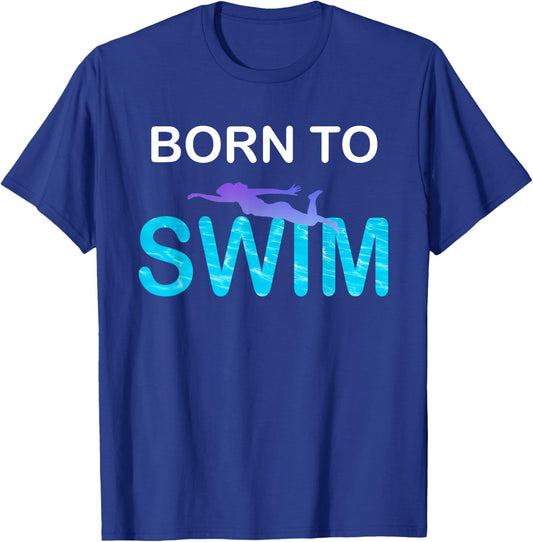 Girls Born to Swim Purple Ombre Freestyle Swimmers Swim Meet T-Shirt - T-Shirt | Royal