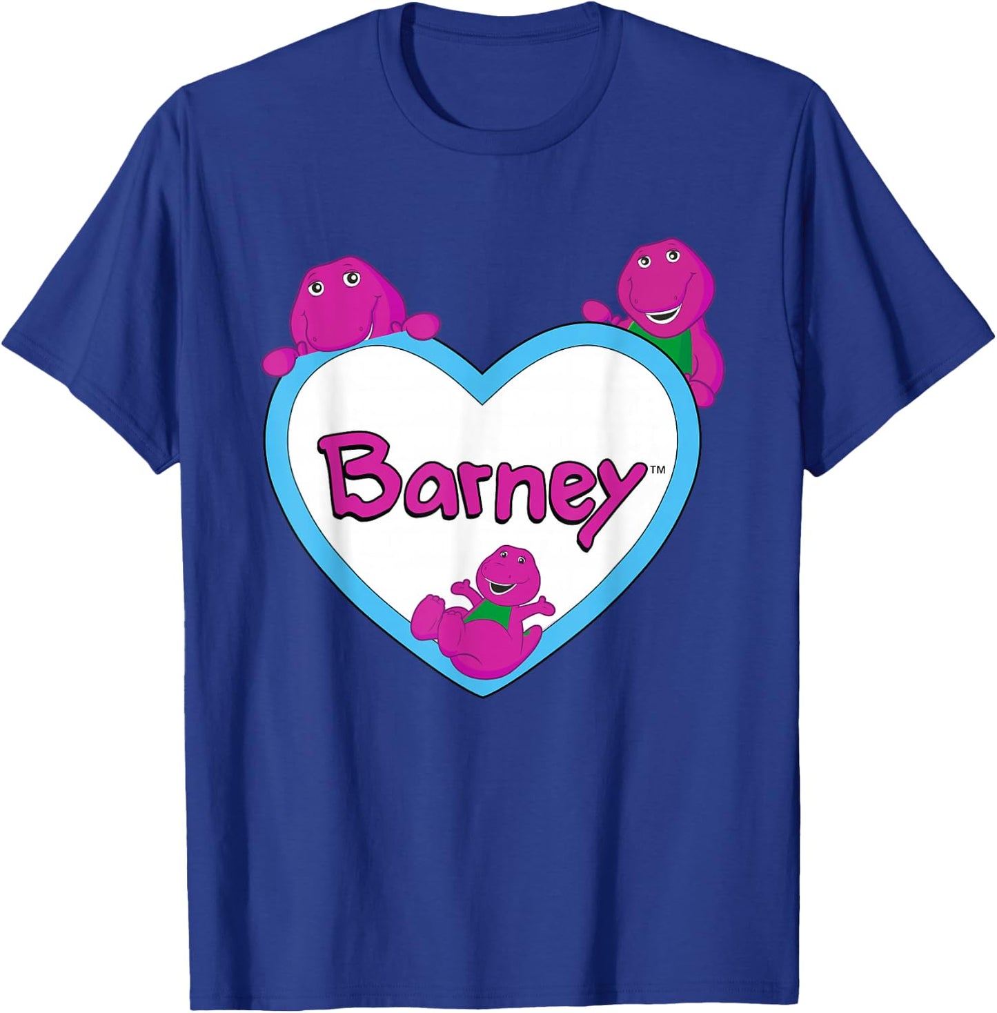 Barney - White and Blue Heart T-Shirt - T-Shirt | Royal