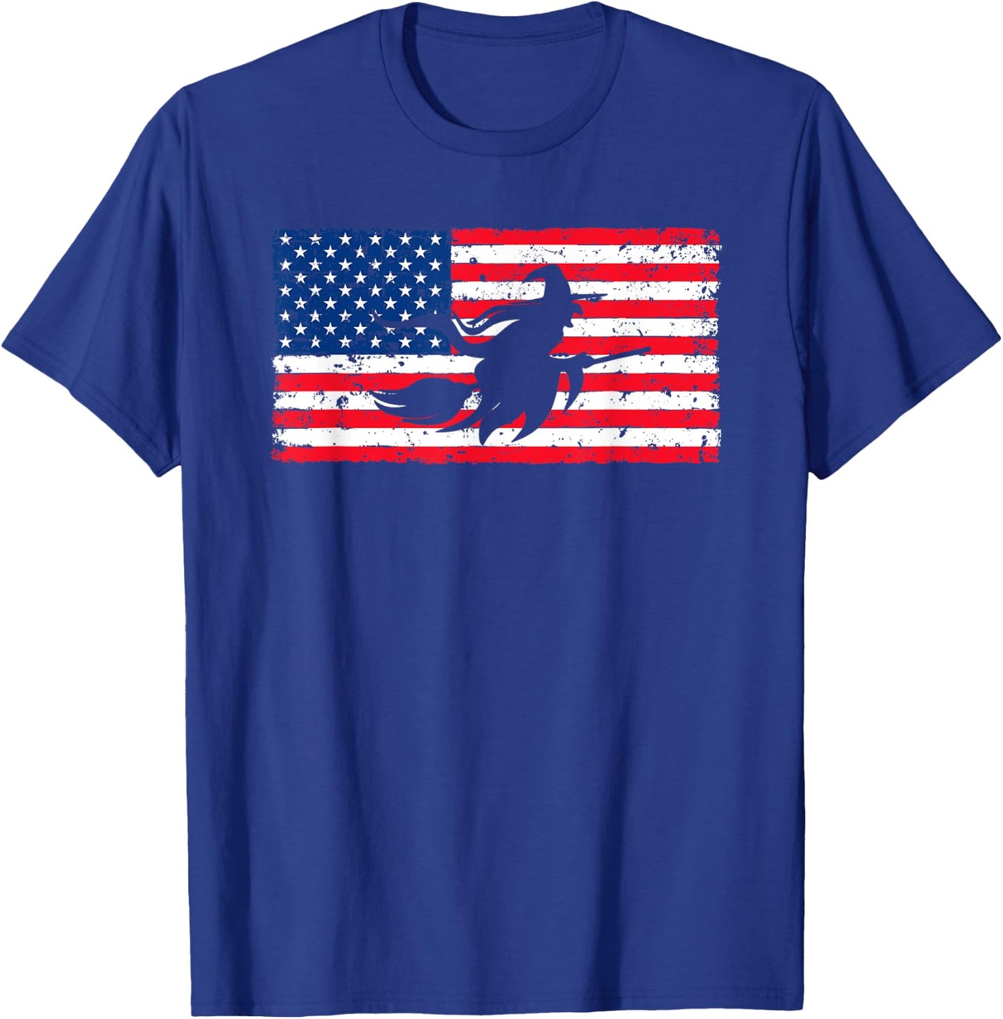 Witch American Flag July 4th USA Patriotic Halloween Kids Men T-Shirt - T-Shirt | Royal