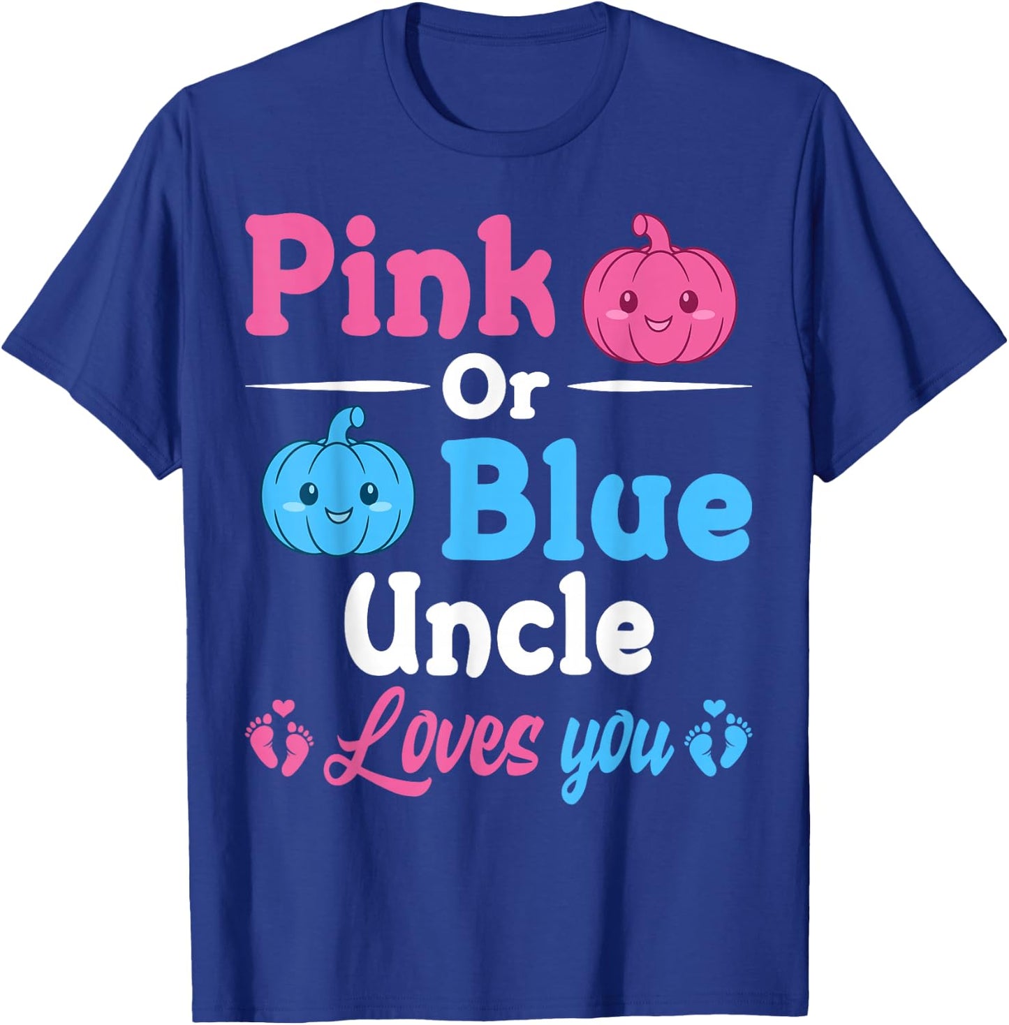 Pink Or Blue Uncle Loves You Halloween Gender Reveal Party T-Shirt - T-Shirt | Royal
