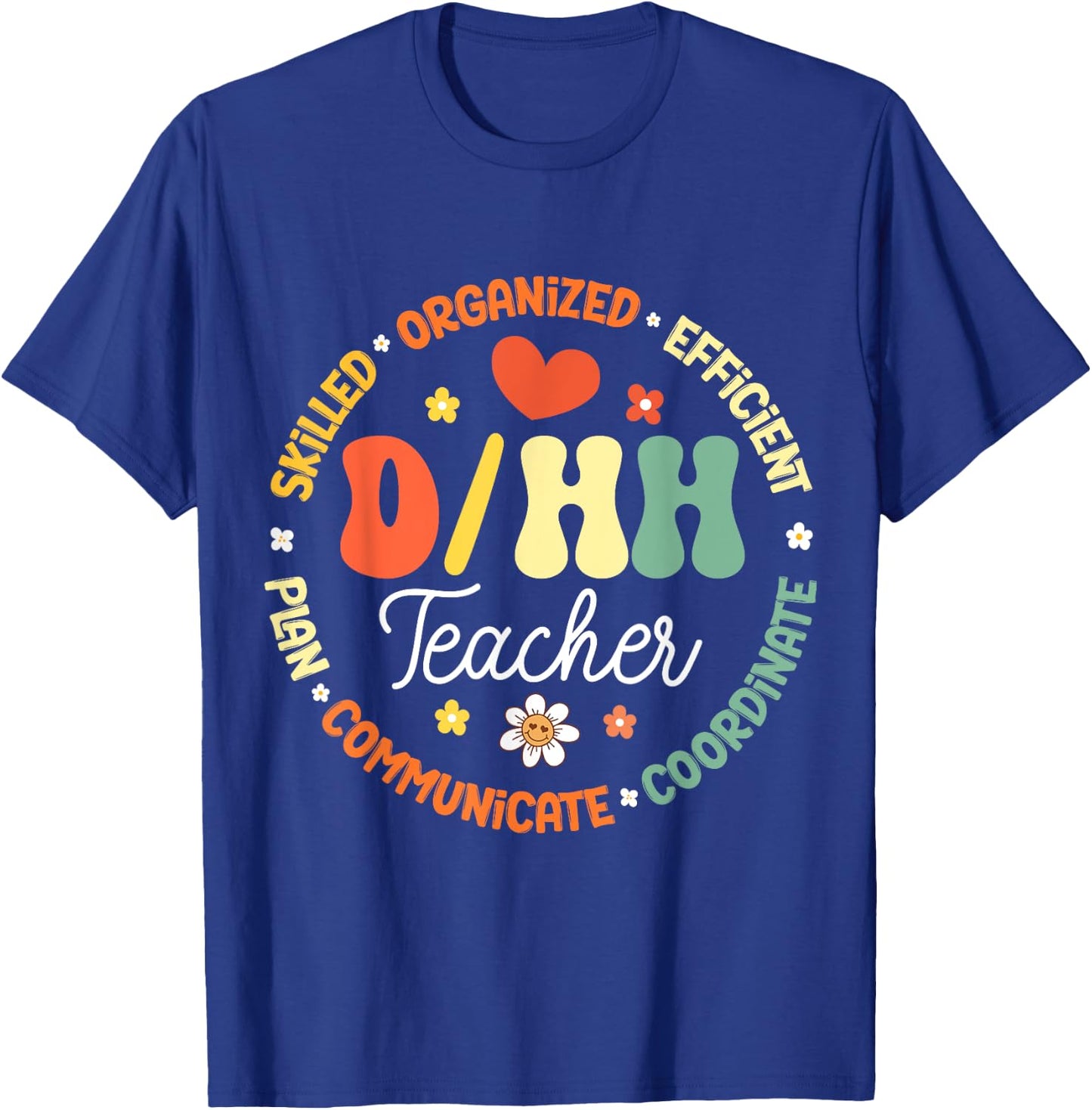 D/HH Teacher Deaf and Hard of Hearing ASL Teachers Groovy Men Women Kids T-Shirt - T-Shirt | Royal