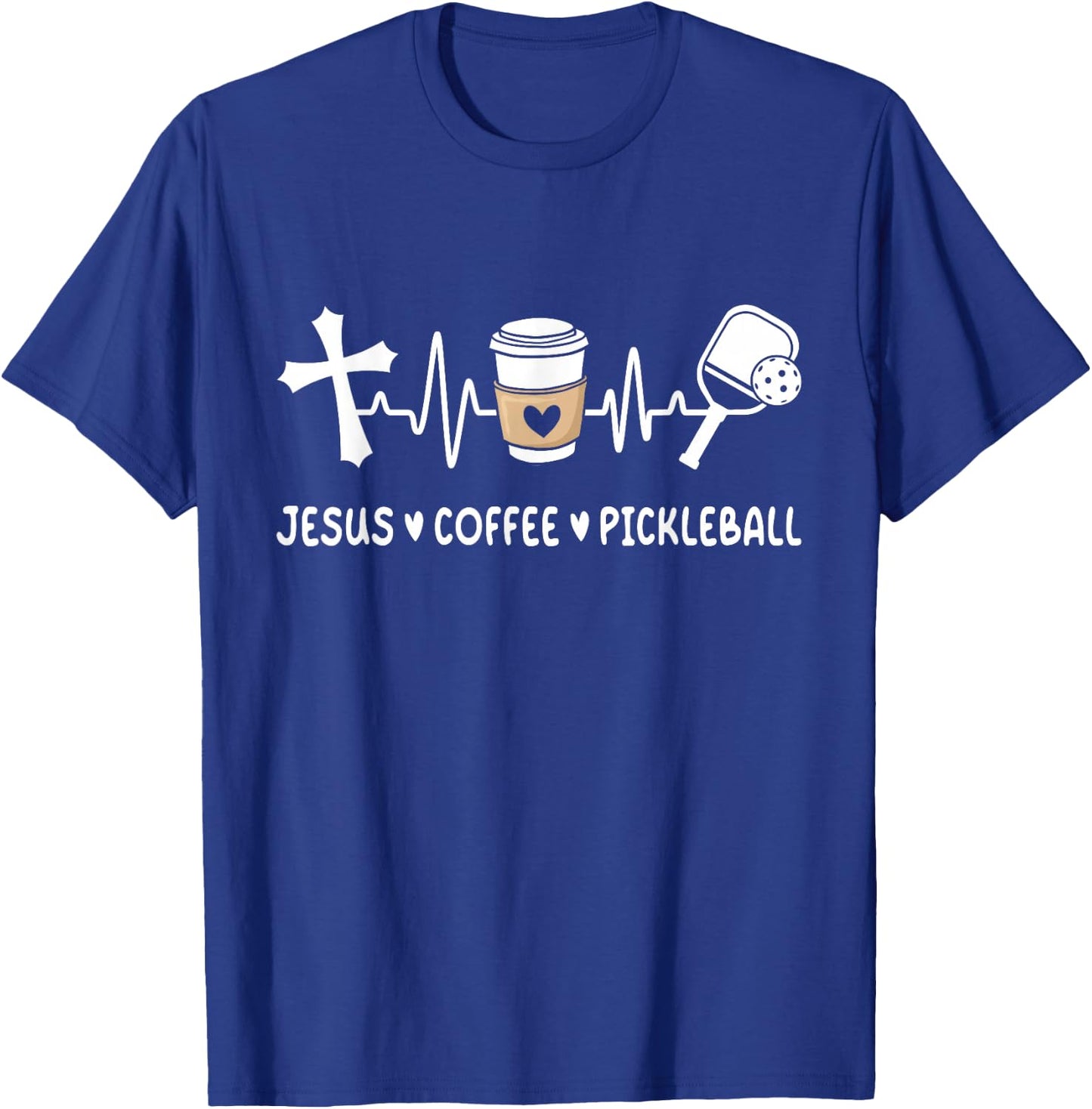 Jesus Coffee Pickleball Lover Christian Pickleball Player T-Shirt - T-Shirt | Royal