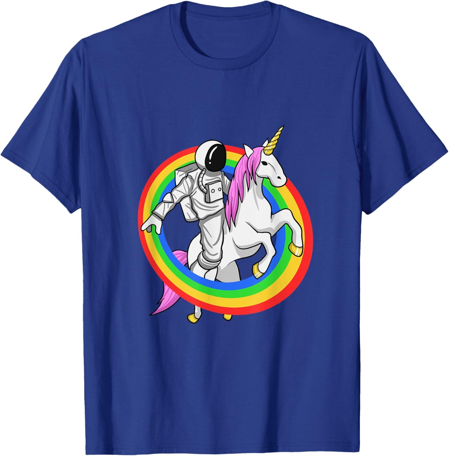 Astronaut Riding Unicorn Funny Space Galaxy Travel T-Shirt - T-Shirt | Royal