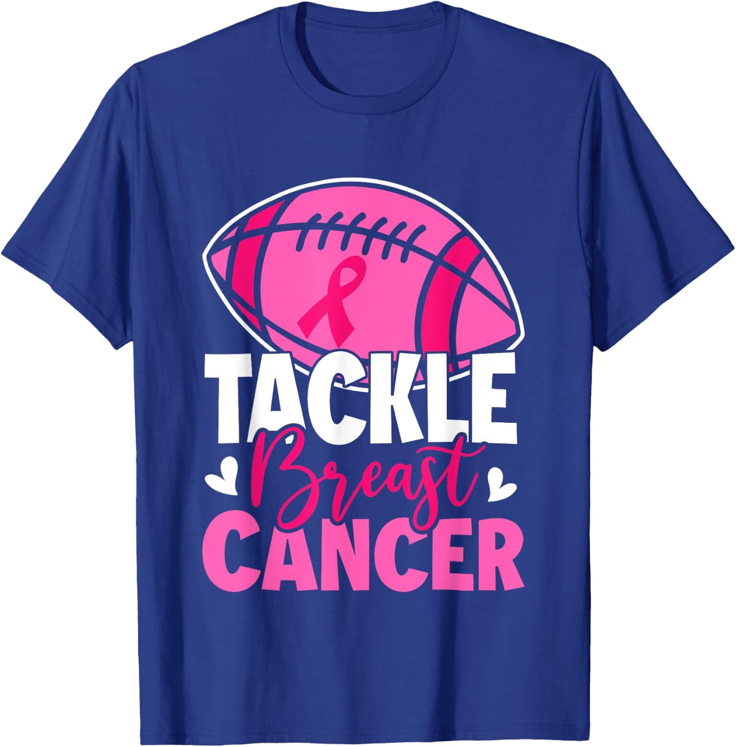 Football Breast Cancer Awareness Tackle Pink Ribbon Boy Kids T-Shirt - T-Shirt | Royal