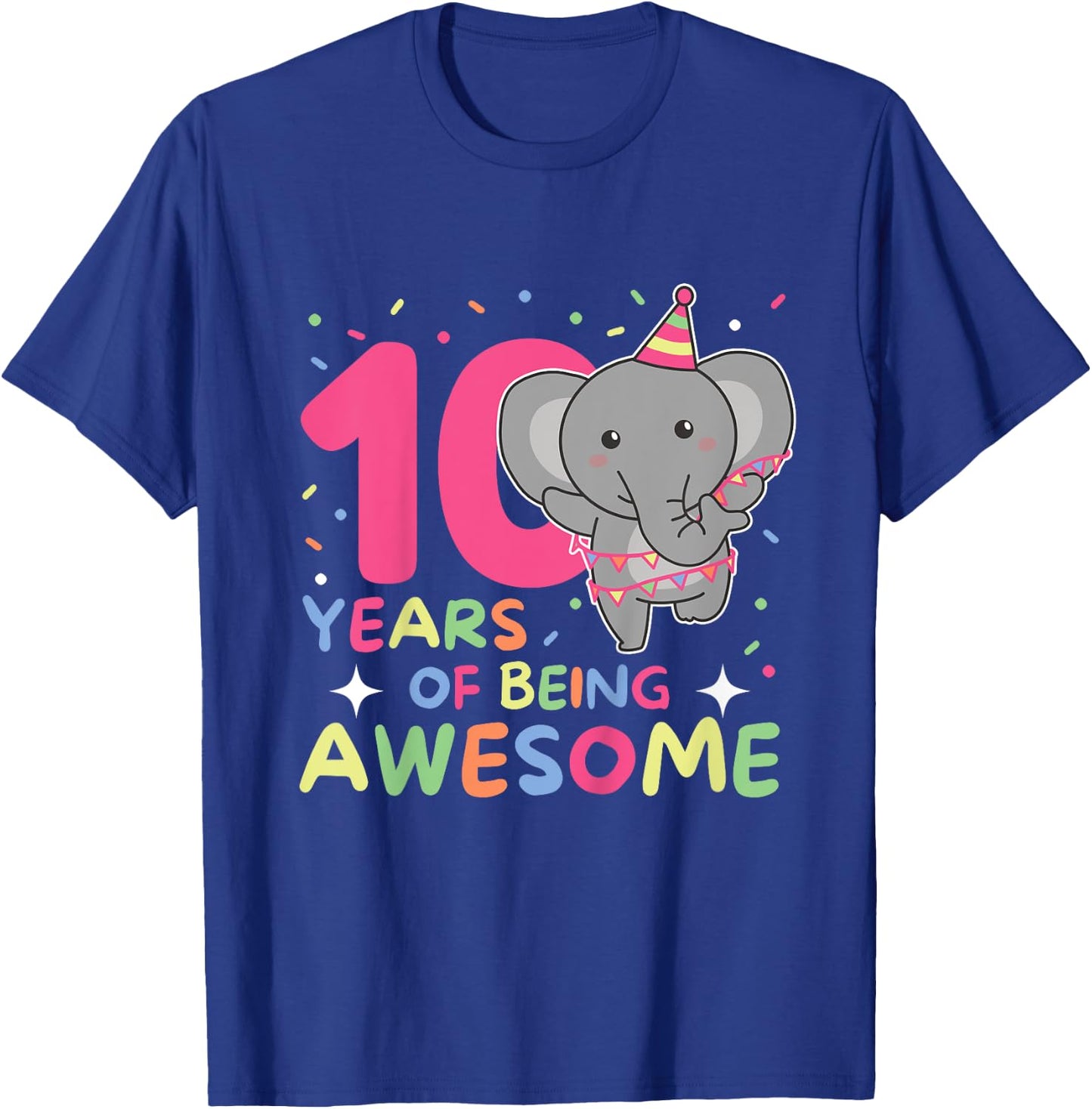 Elephant For 10th Birthday For Children Ten Years Old T-Shirt - T-Shirt | Royal
