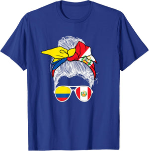 Peru Colombia Flag Hispanic Herritage Peruvian Colombia Girl T-Shirt - T-Shirt | Royal