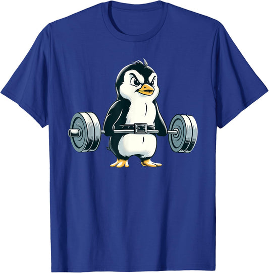 Penguin Powerlifting Weightlifting Gym Workout T-Shirt - T-Shirt | Royal