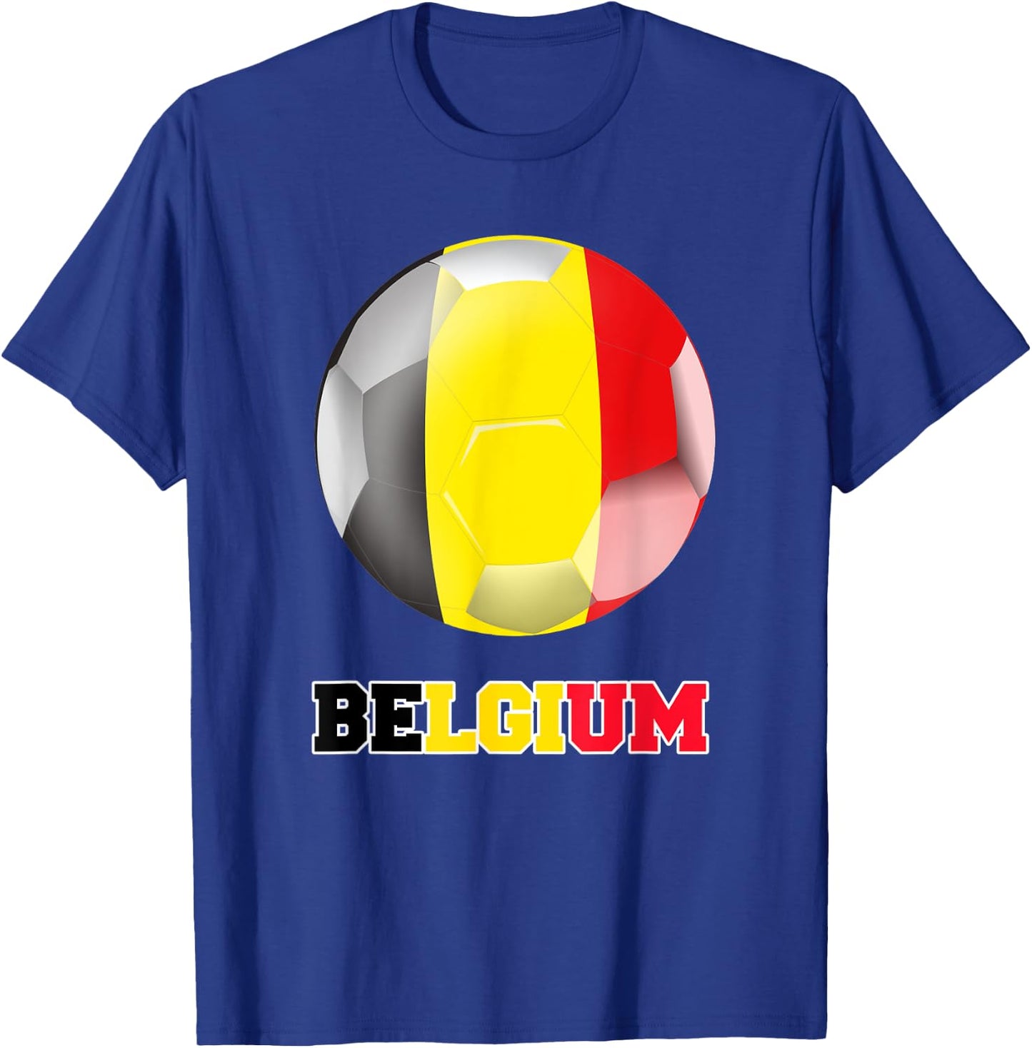 Belgium Soccer Shirt Soccer Ball Belgian Flag Soccer T-Shirt - T-Shirt | Royal