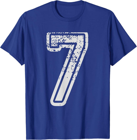 Team Jersey Uniforms Number 7 seven School Sports Birthdays T-Shirt - T-Shirt | Royal