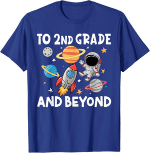 Back to Second Grade and Beyond Space First Day of School T-Shirt - T-Shirt | Royal