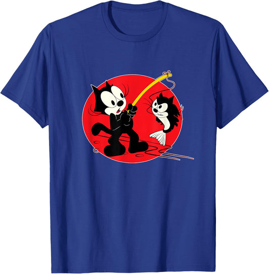 Felix Cat Cartoon Fishing Cat Fish Looks Like Felix Vintage Men Women Girls Kids T-Shirt - T-Shirt | Royal