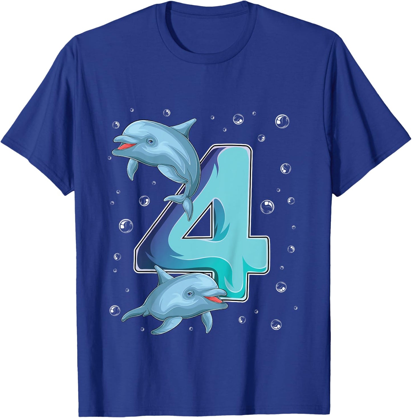 4 Year Old Dolphin 4th Birthday Girl Party Dolphin Lover T-Shirt - T-Shirt | Royal