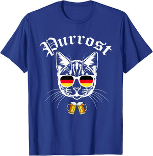 Oktoberfest Prost Funny German Flag Pun Purrost Cat Festival T-Shirt - T-Shirt | Royal