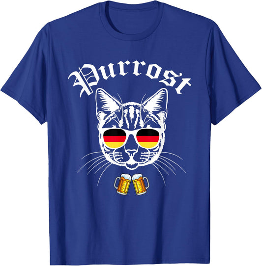 Oktoberfest Prost Funny German Flag Pun Purrost Cat Festival T-Shirt - T-Shirt | Royal