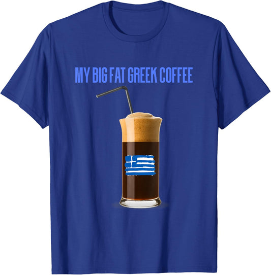 Funny Frappe Fanatic Greek Flag Coffee,Greek Flag,Frappe T-Shirt - T-Shirt | Royal
