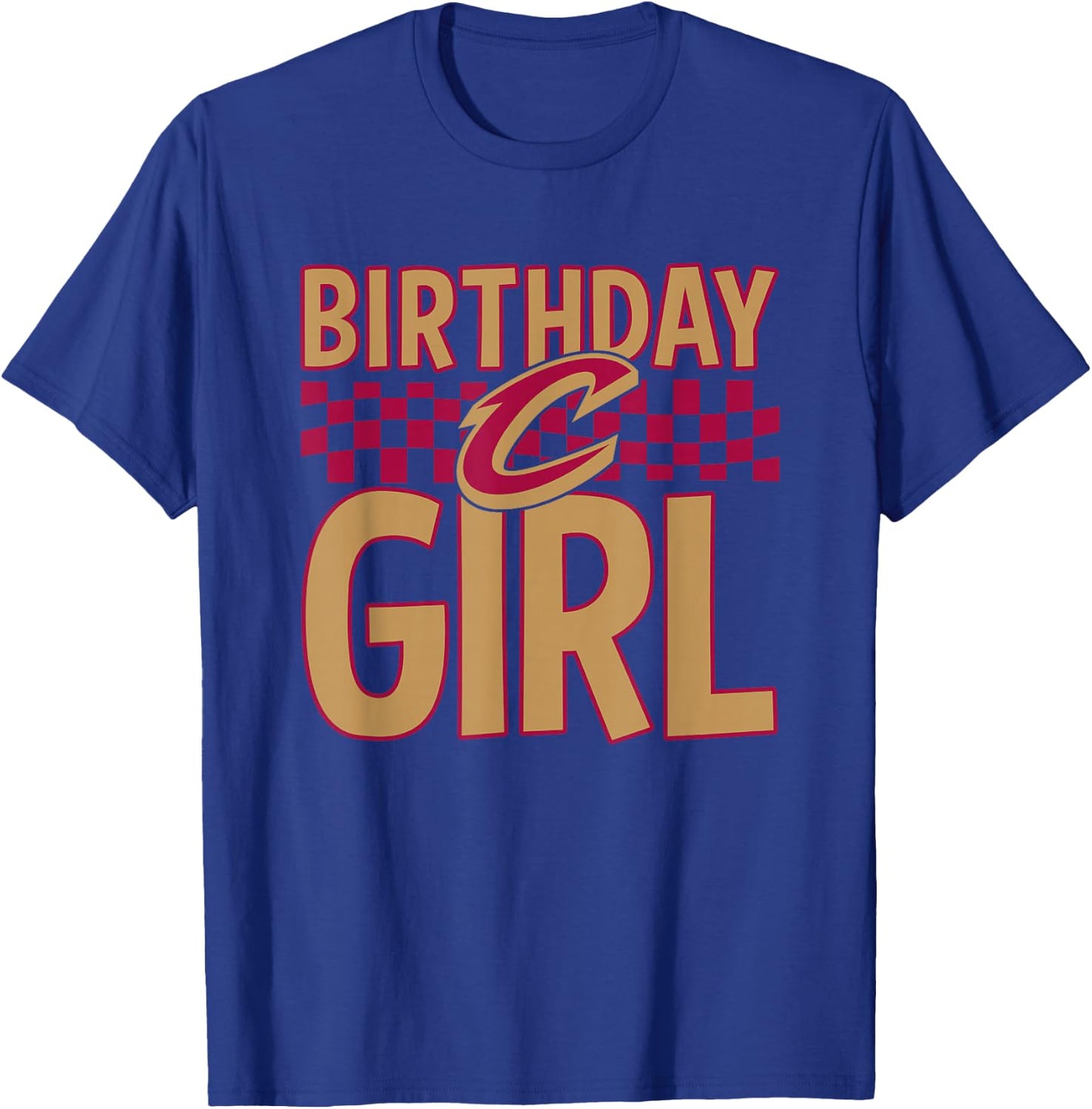NBA Cleveland Cavaliers Birthday Girl Checkered Logo T-Shirt - T-Shirt | Royal