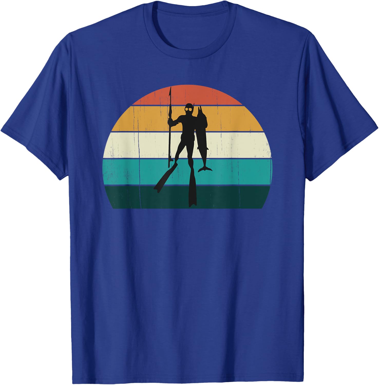 Retro Spearfishing Diver: Vintage Fisherman / Fishing Diving T-Shirt - T-Shirt | Royal