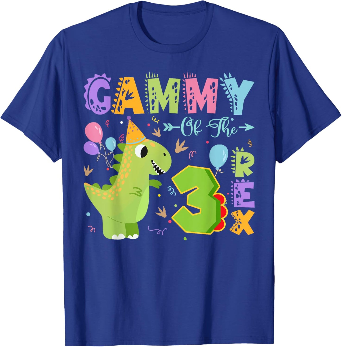 Gammy Of The Three Rex 3Rd Birthday Dinosaur Party T-Shirt - T-Shirt | Royal