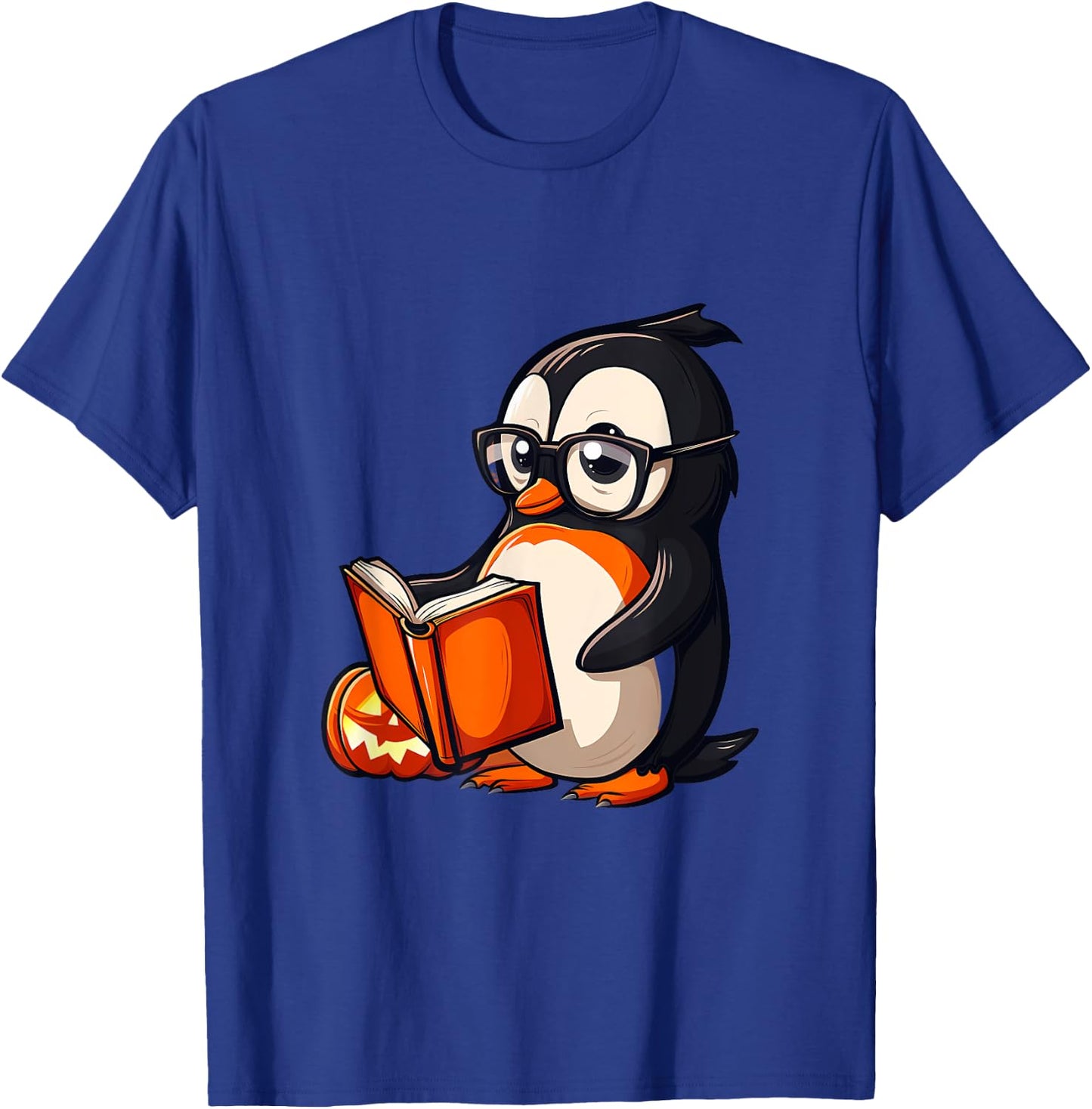 Penguin Halloween Costume Reading Pumpkin Witchcraft T-Shirt - T-Shirt | Royal