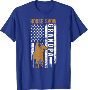 Horse Show Grandpa US Flag Equestrian Grandfather T-Shirt - T-Shirt | Royal