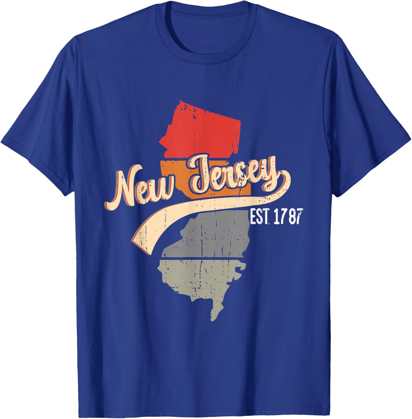 New Jersey Home State NJ Sunburst Vintage Retro Design T-Shirt - T-Shirt | Royal