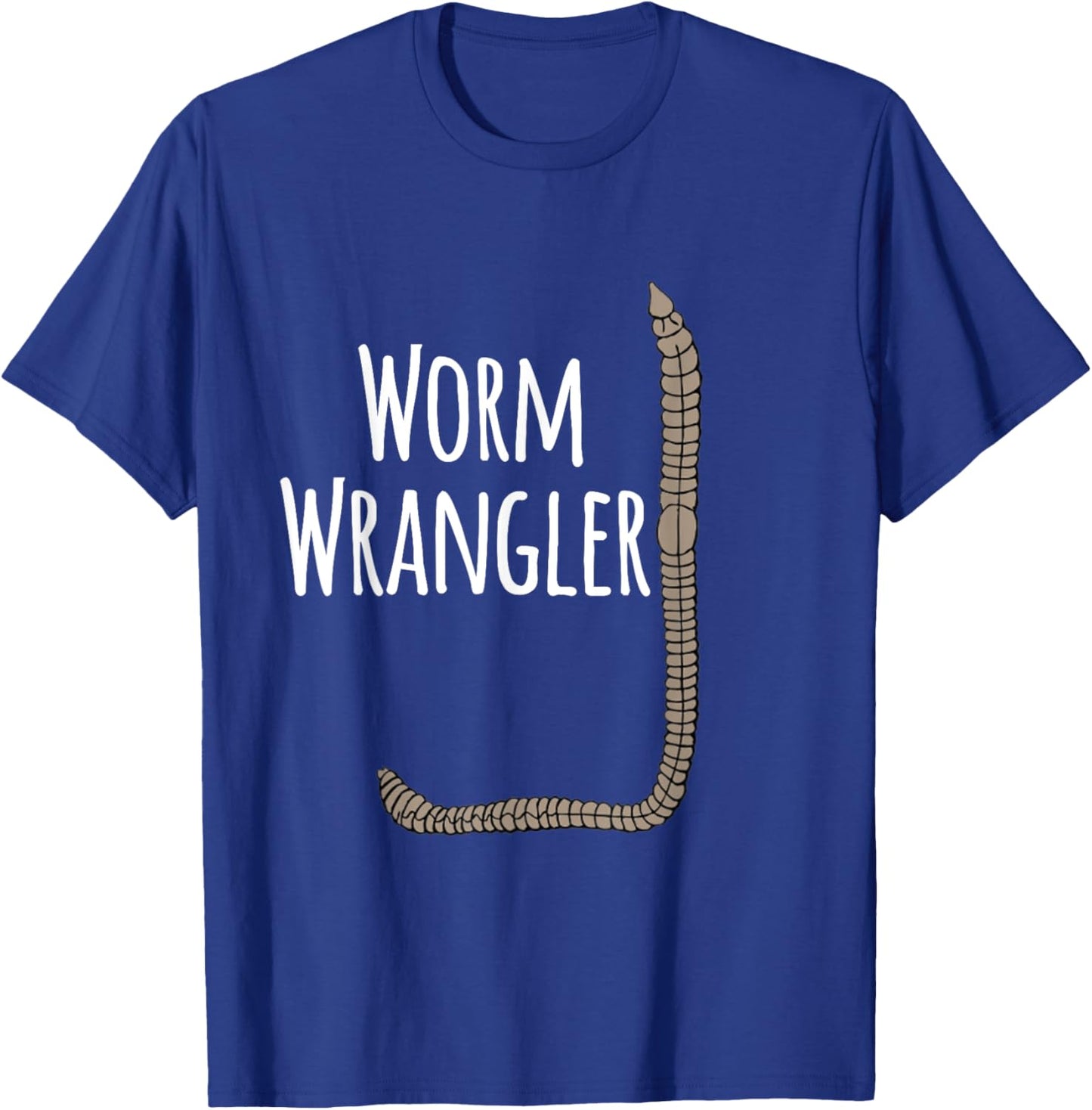 Worm Wrangler composting vermicomposting White Print T-Shirt - T-Shirt | Royal