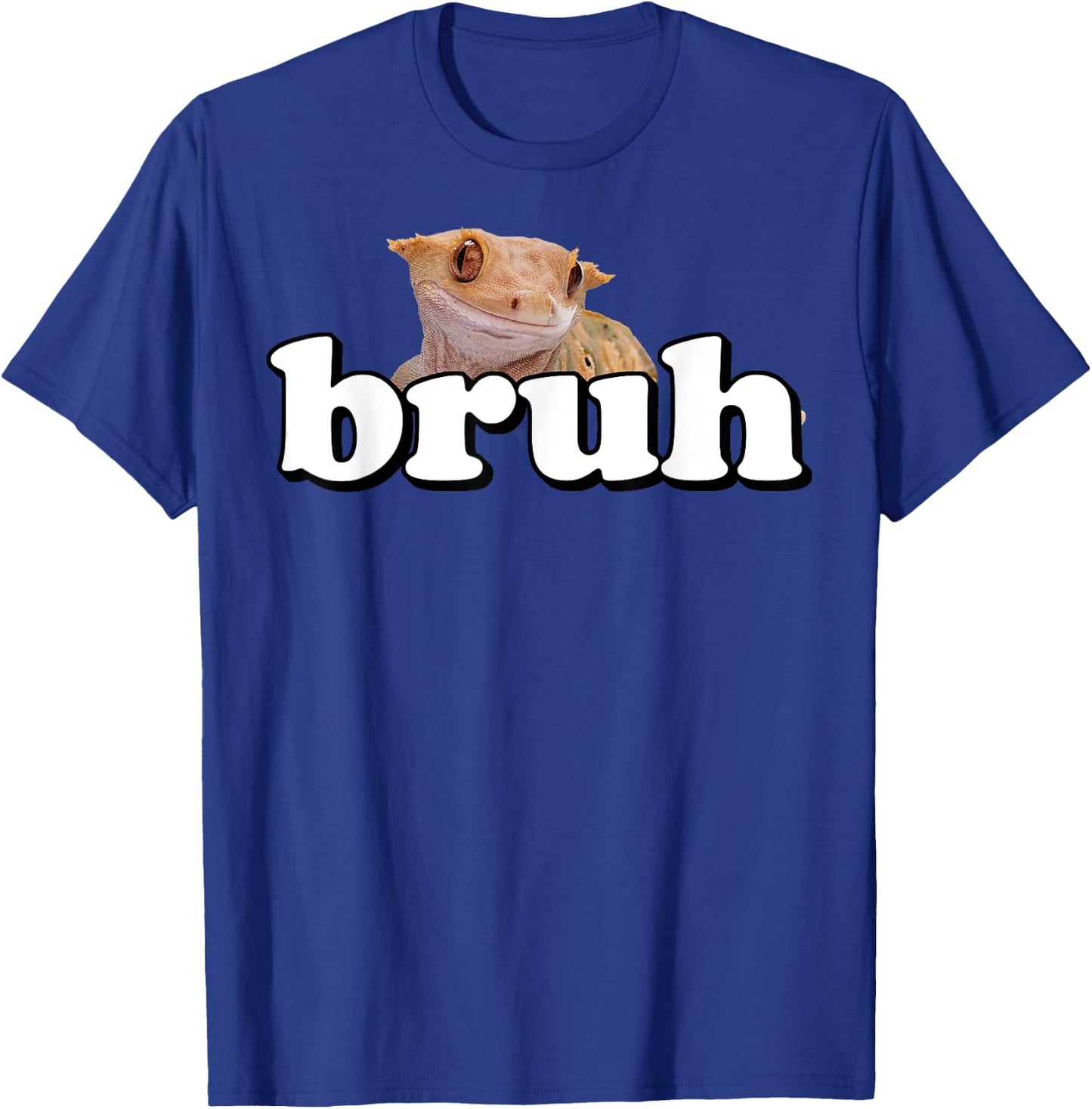 Funny Meme Saying Bruh With Crested Gecko Teens Boys Men T-Shirt - T-Shirt | Royal